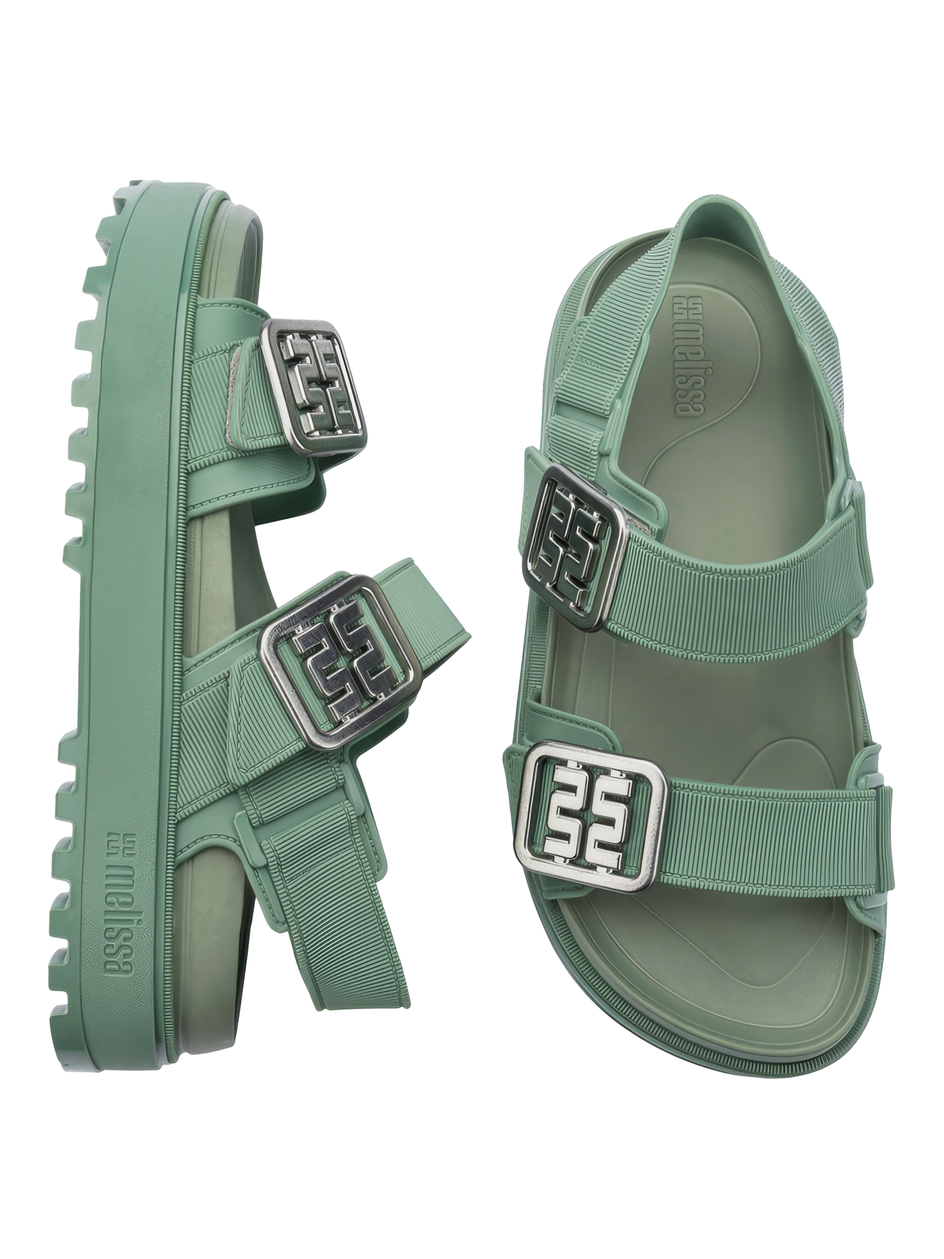 Product image 3 of 4, which shows Melissa Towny Jelly Sandals, Green, 3