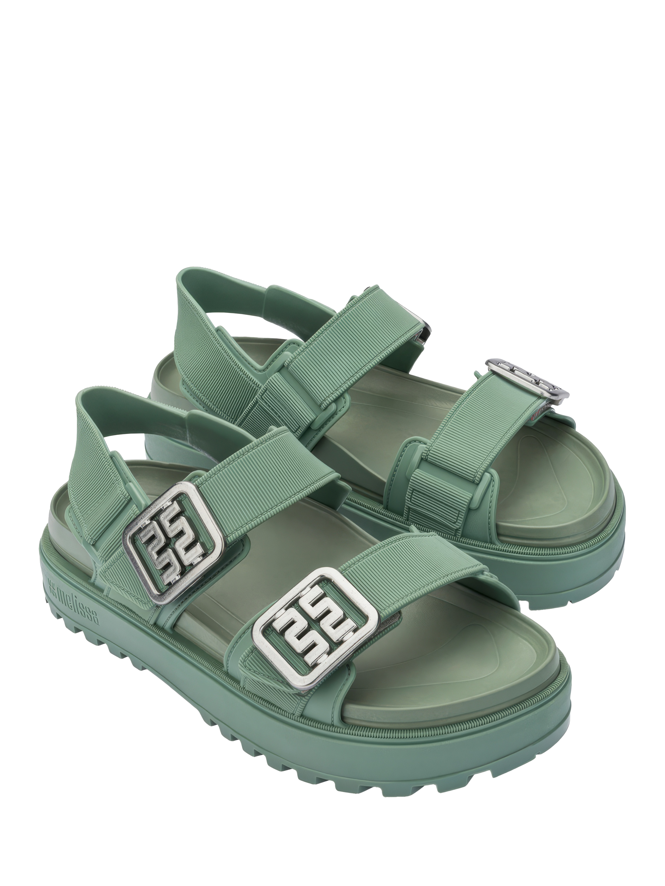 Product image 4 of 4, which shows Melissa Towny Jelly Sandals, Green, 3