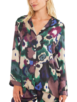 Maison Lejaby Paradise Floral Pyjama Shirt, Berry Garden, Berry Garden
