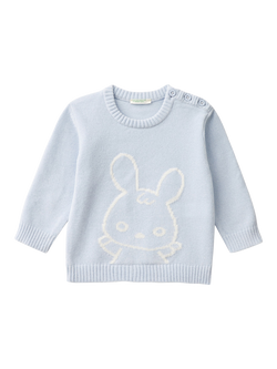 Benetton Baby Bunny Jumper, Powder Blue