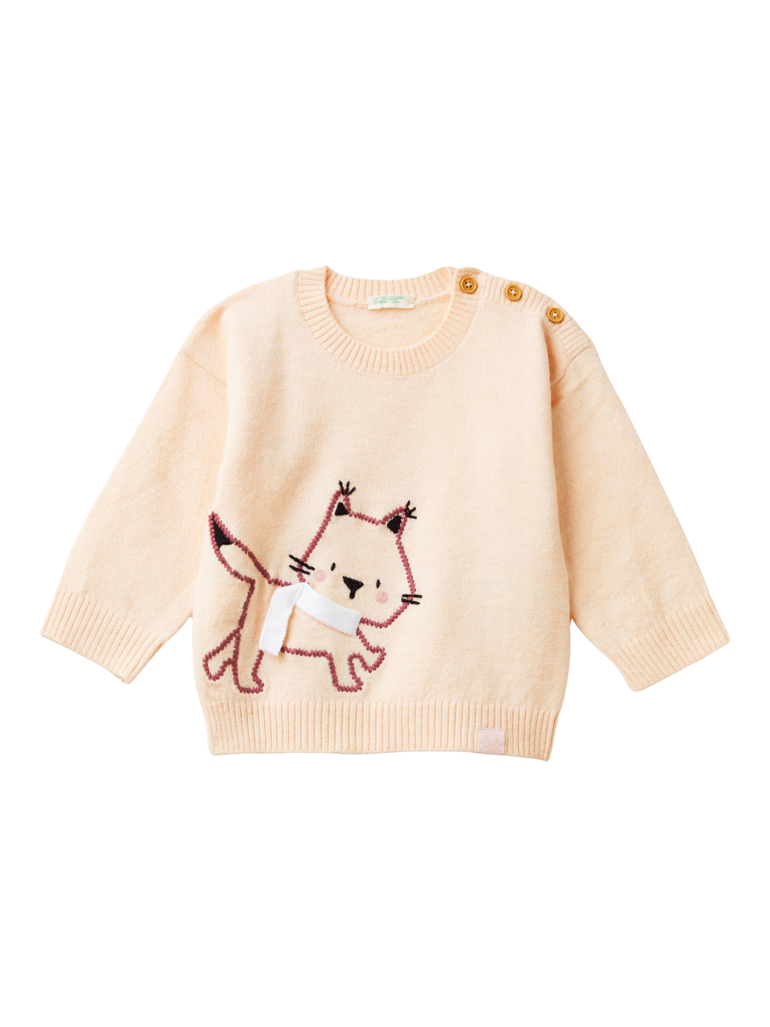Benetton Baby Embroidered Jumper, Light Powder