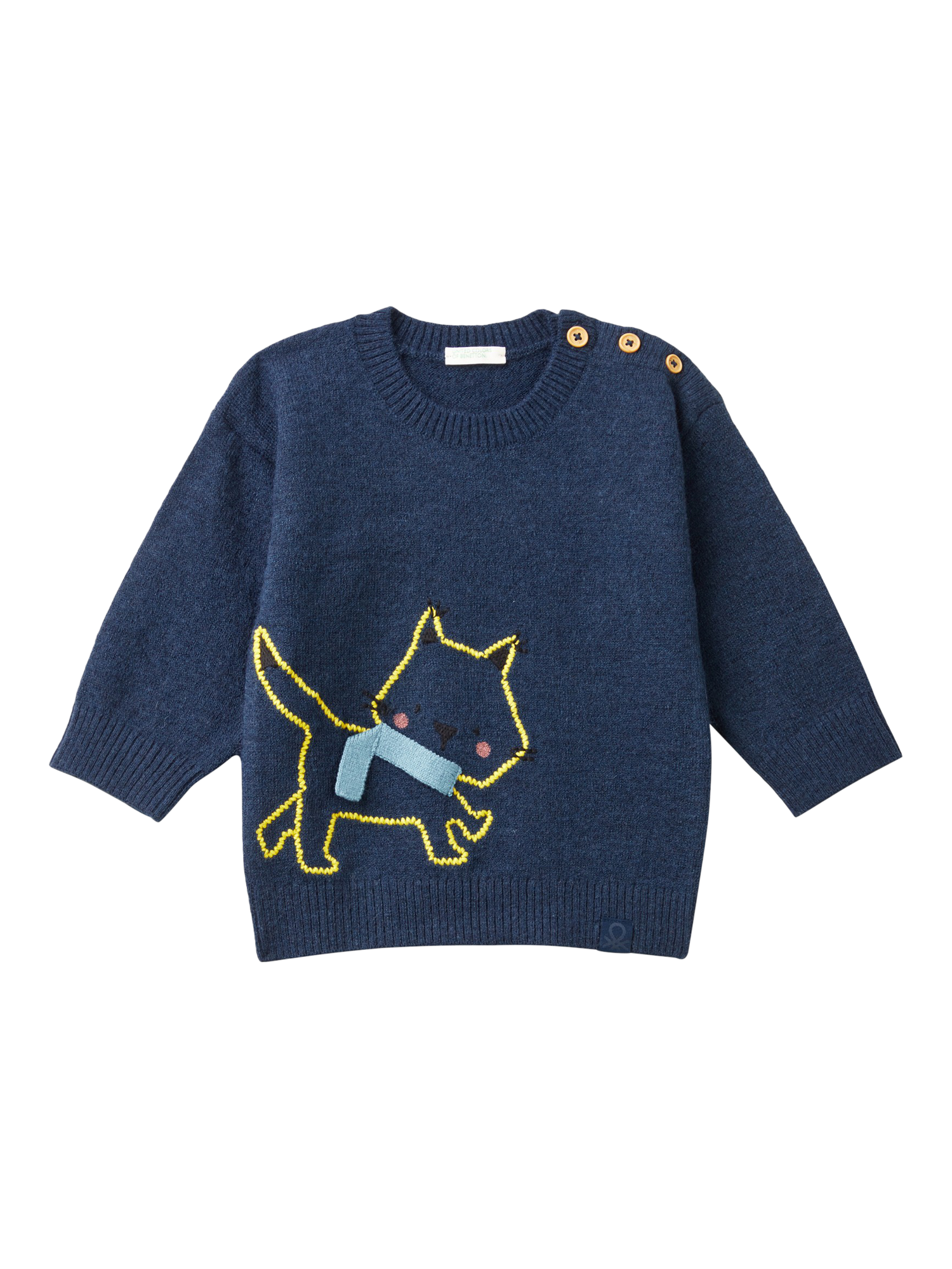 Benetton Baby Embroidered Jumper, Air Force Blue