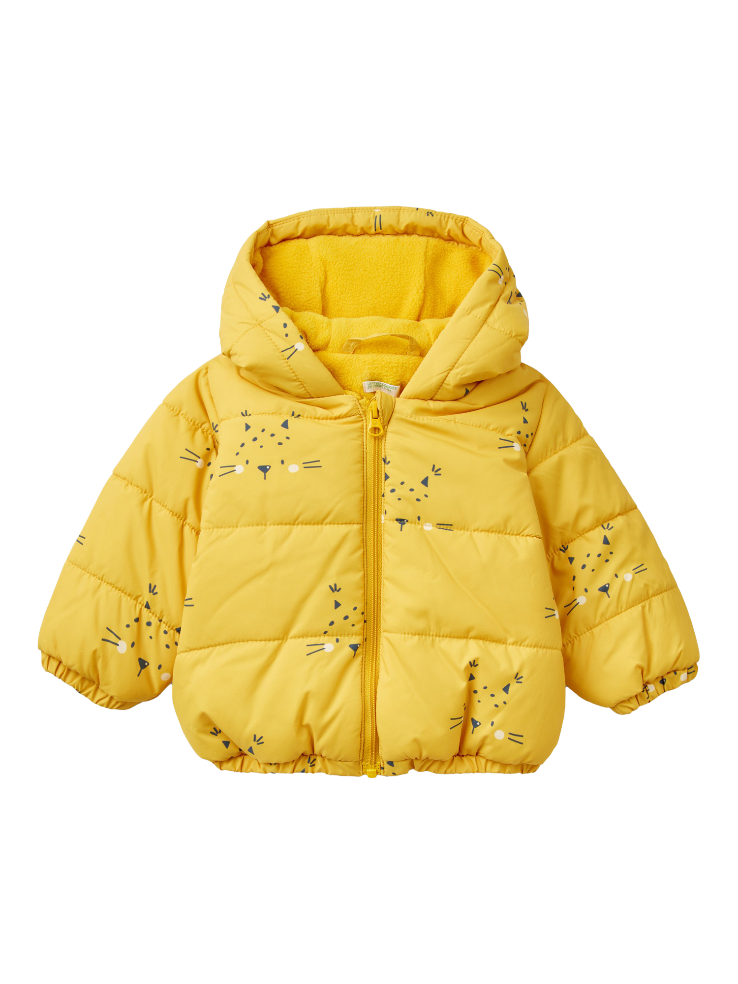 Product image 1 of 3, which shows Benetton Baby Fleece Lined Puffer Jacket, Ochre, 0-3 months