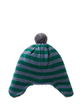 Benetton Kids' Striped Pom-Pom Knitted Hat, Green/Multi