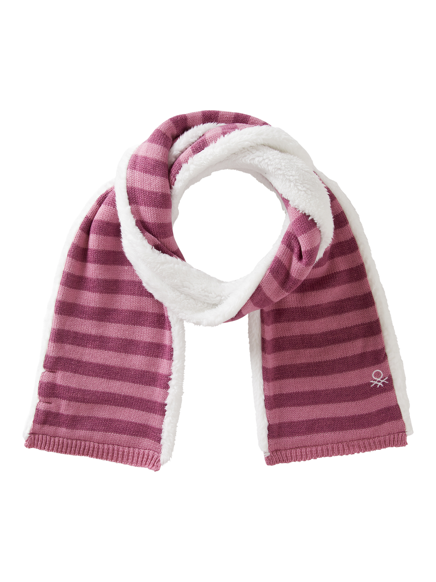 Benetton Kids' Stripe Knitted Scarf, Antique Rose