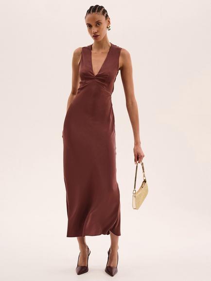brown wedding guest dress uk Buy Rust Brown Satin Cowl Neck Wedding Guest Bridesmaid Maxi Dress from the  Next UK online shop
