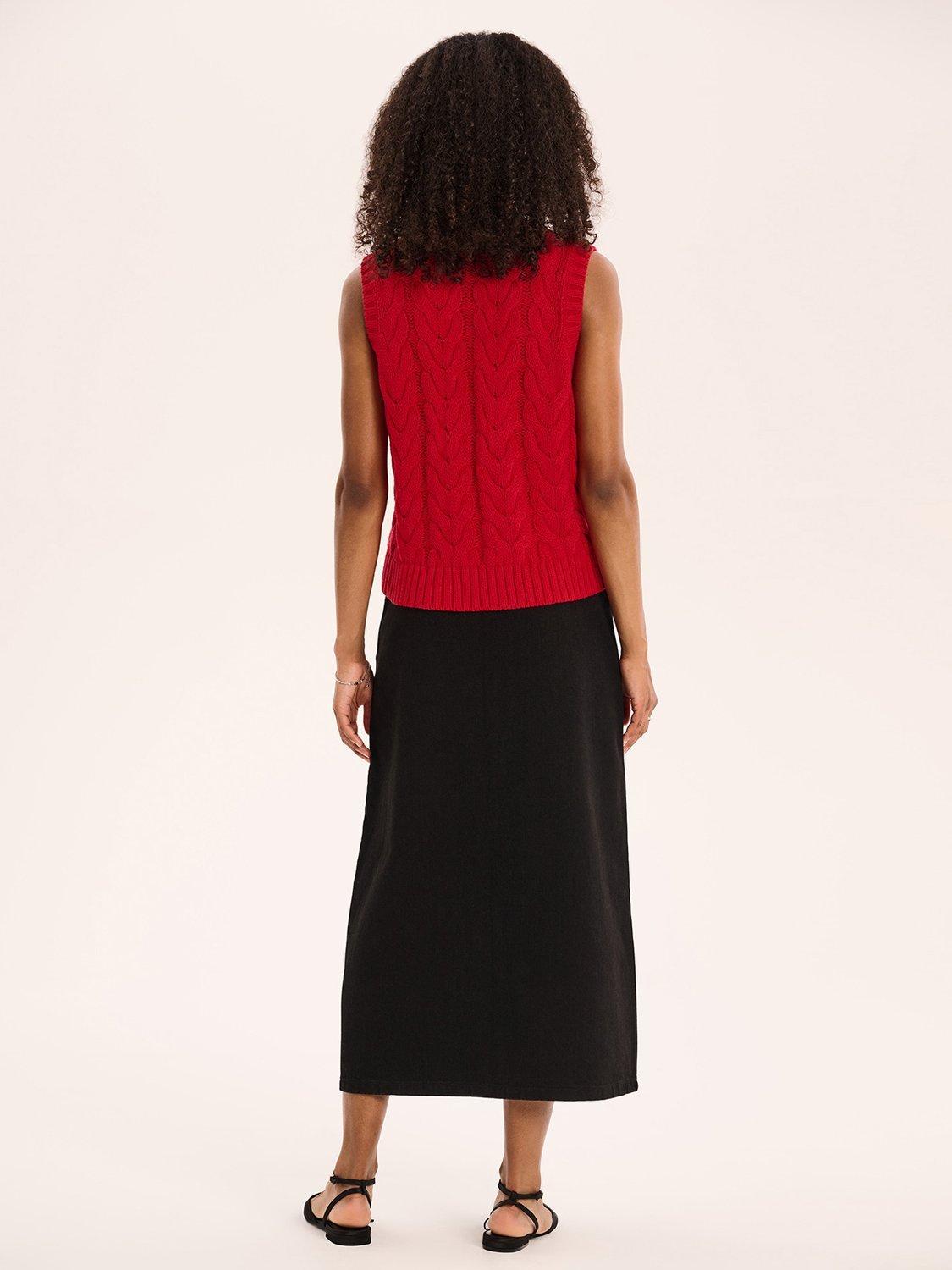 Product image 3 of 5, which shows OMNES Olive Denim Midi Skirt, Black, 6