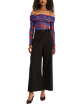 OMNES Freya Rose Bardot Top, Blue/Multi