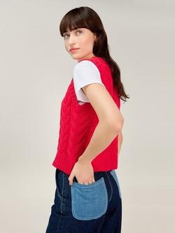 OMNES Matilda Sleevless Cardigan - view 2, Red