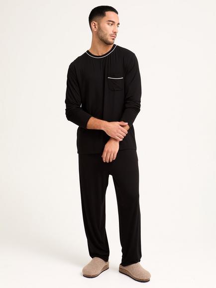 Pretty You London Mister You Bamboo Rich Pyjama Set, Black