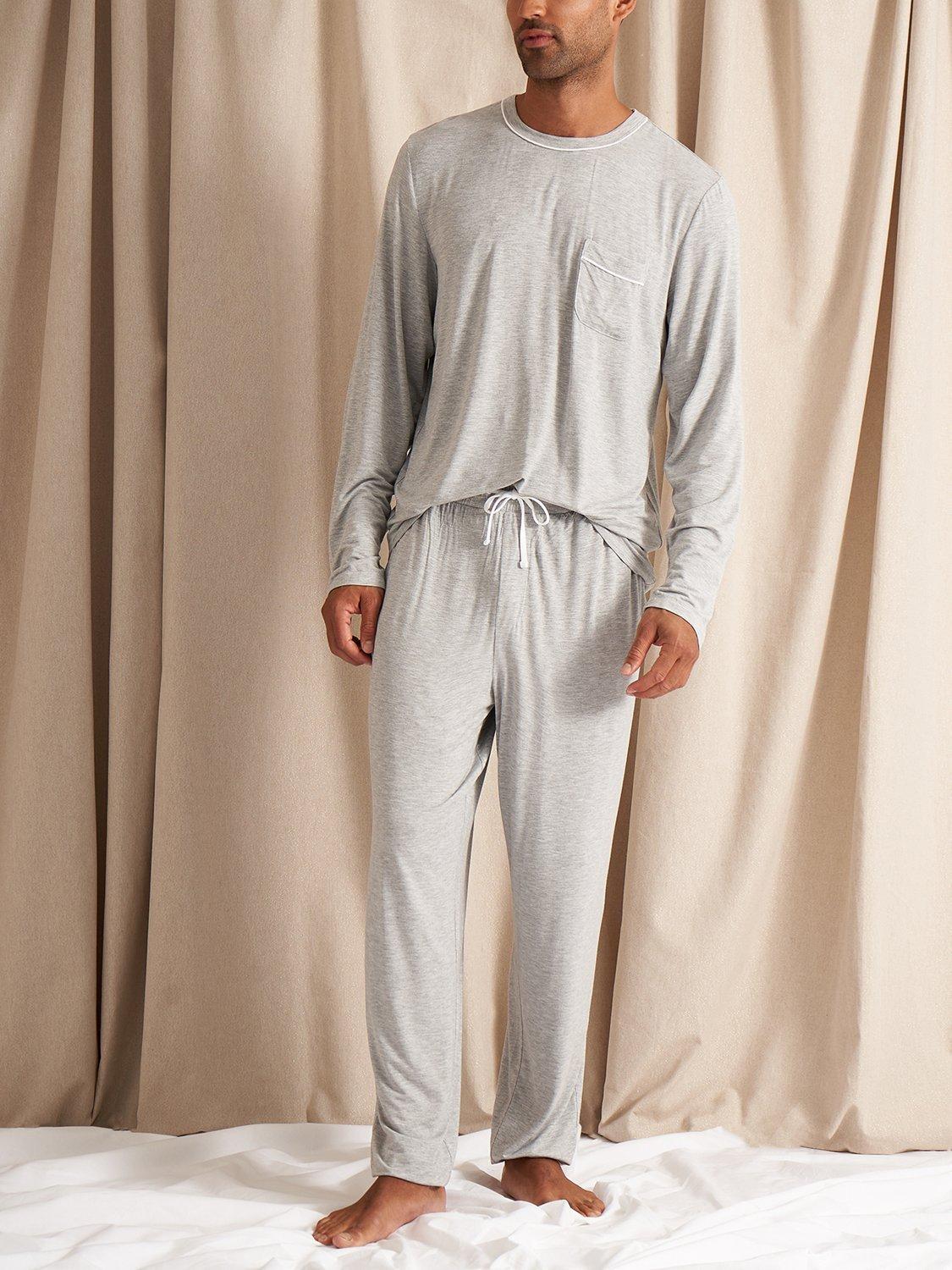 Product image 1 of 3, which shows Pretty You London Mister You Bamboo Rich Pyjama Set, Grey Marl, S