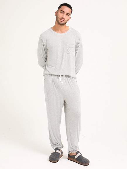 Pretty You London Mister You Bamboo Rich Pyjama Set, Grey Marl