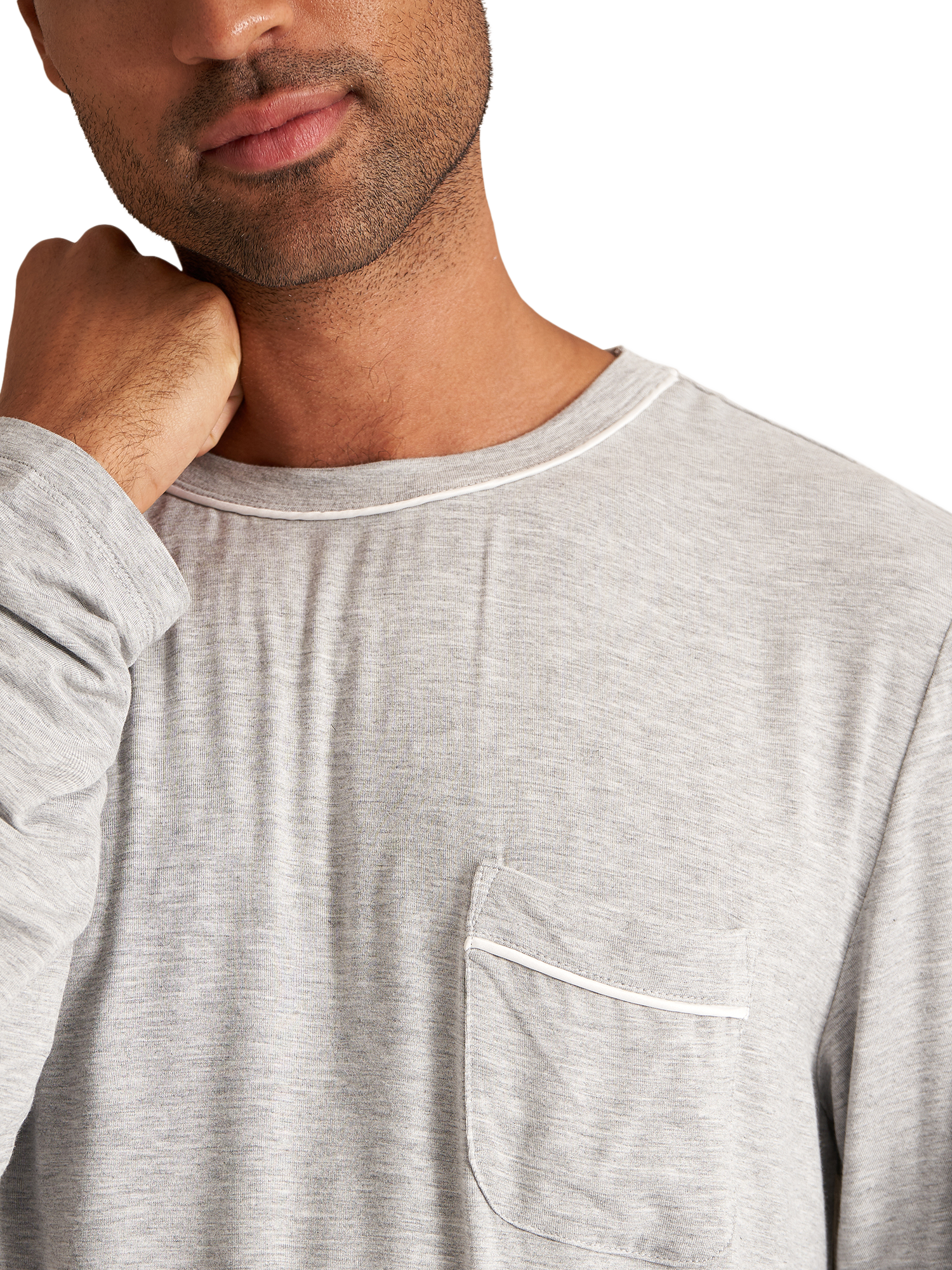 Product image 2 of 3, which shows Pretty You London Mister You Bamboo Rich Pyjama Set, Grey Marl, S
