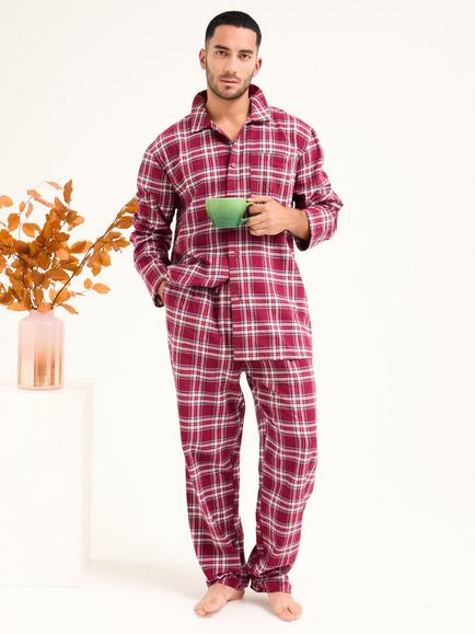 Pretty You London Mister You Plaid Pyjamas, Bordeaux/Multi