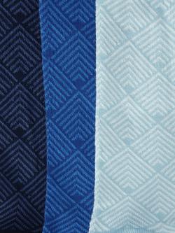 John Lewis Organic Cotton Blend Geometric Tile Pattern Socks, Pack of 3, Blue Multi - view 2, Blue Multi