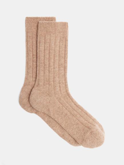 HUSH Murica Cashmere Blend Ribbed Socks, Oatmeal