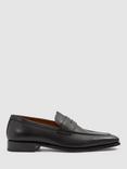 Reiss Gartlett Leather Slip-On Loafers, Black