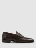 Reiss Gartlett Leather Slip-On Loafers, Dark Brown