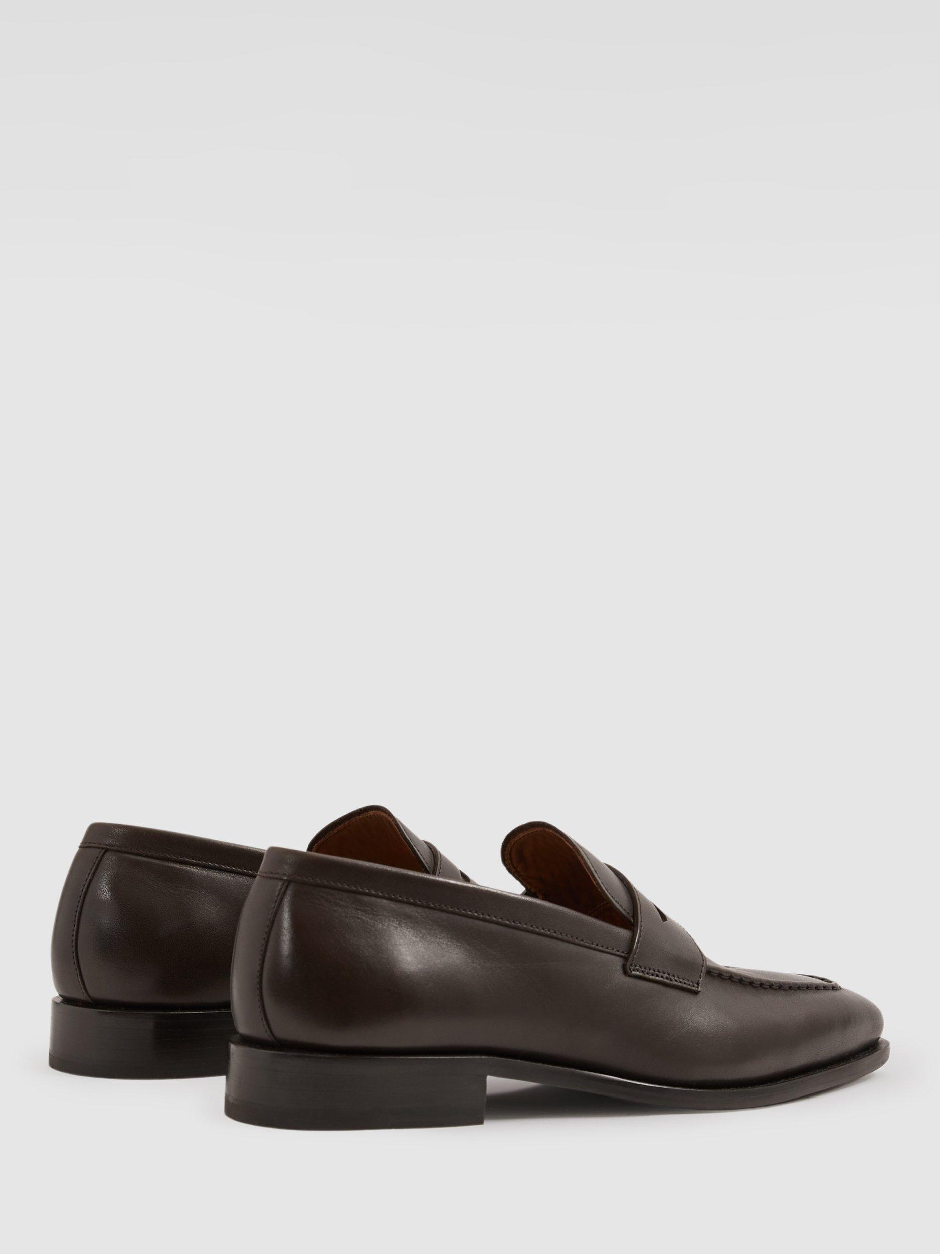 Product image 5 of 5, which shows Reiss Gartlett Leather Slip-On Loafers, Dark Brown, 7