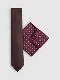 Reiss Ceremony Silk Tie & Pocket Square Gift Set, Bordeaux