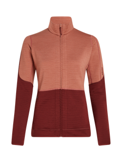 Icebreaker Women's Merino 400 Realfleece™ Descender Mid Layer Fleece, Cedar Wood/Port, Cedar Wood/Port