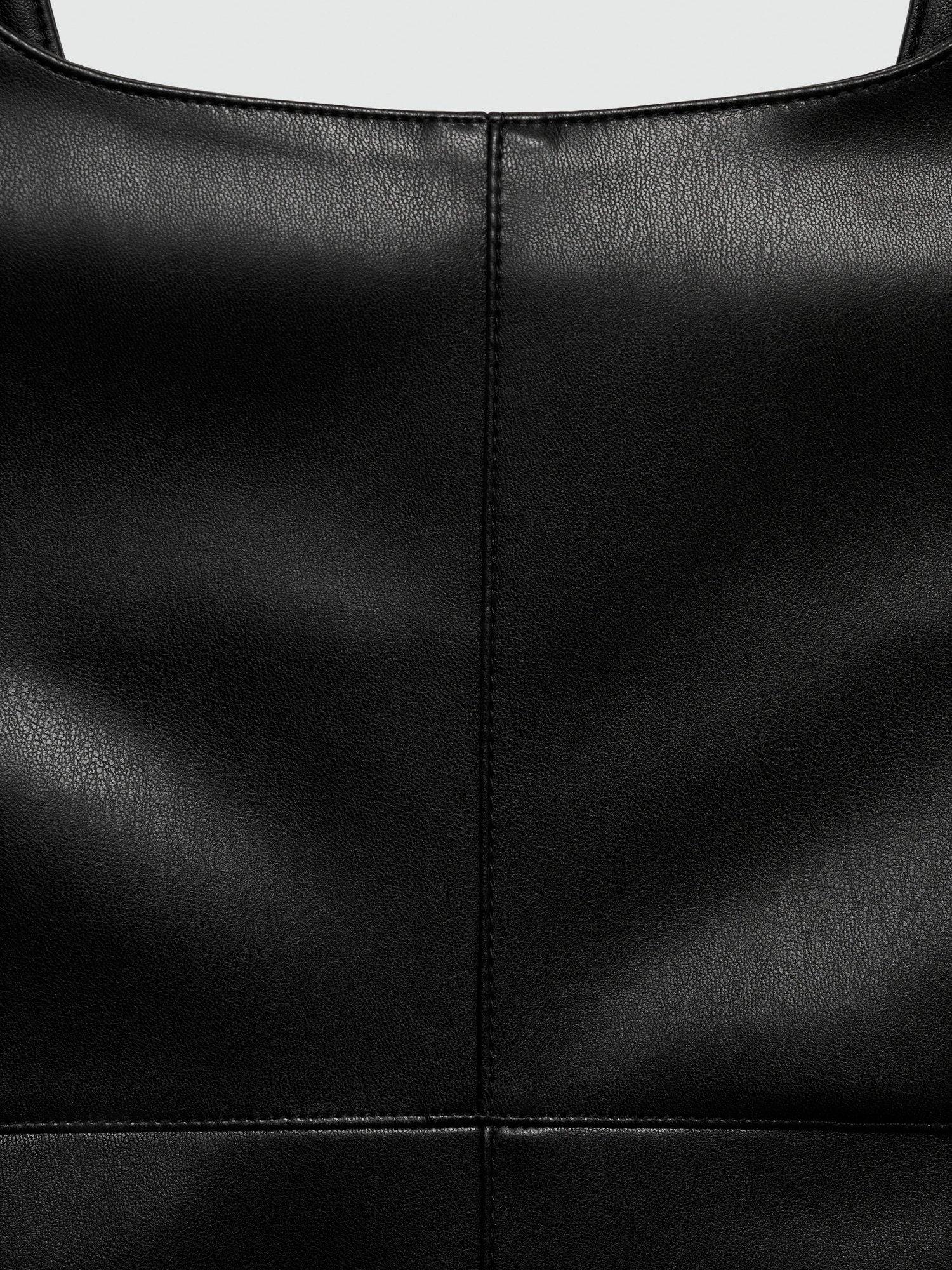 Product image 6 of 6, which shows Mango Sixties Faux Leather Mini Dress, Black, XL