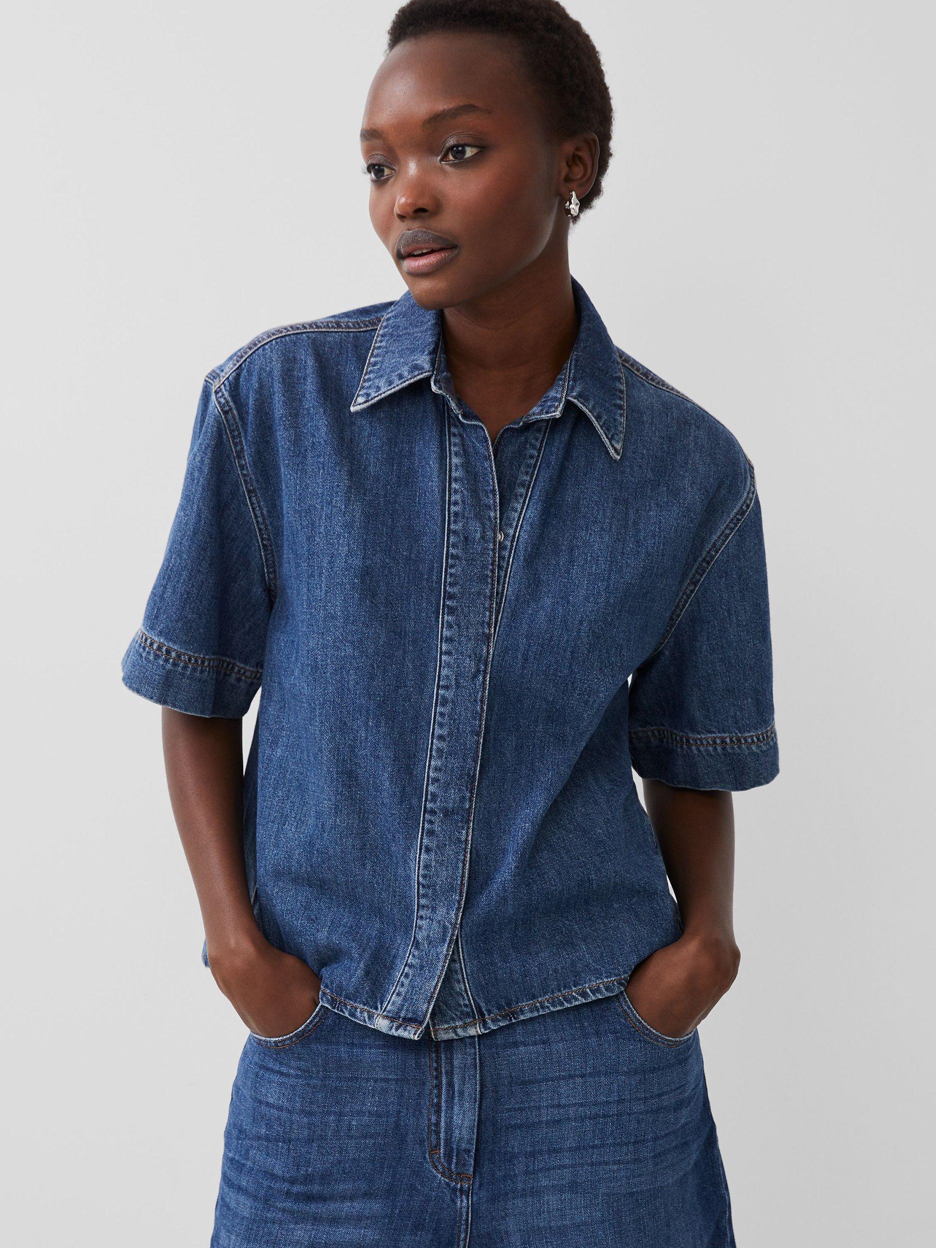Product image 1 of 5, which shows French Connection Finely Denim Shirt, Blue, XS