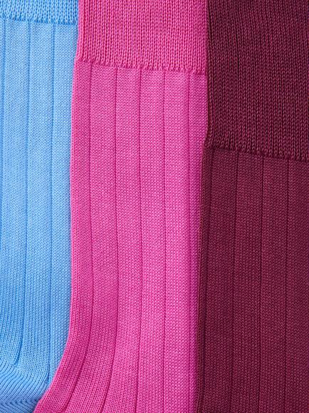 John Lewis Made in Italy Mercerised Cotton Socks, Pack of 3, Multi - view 2, Multi