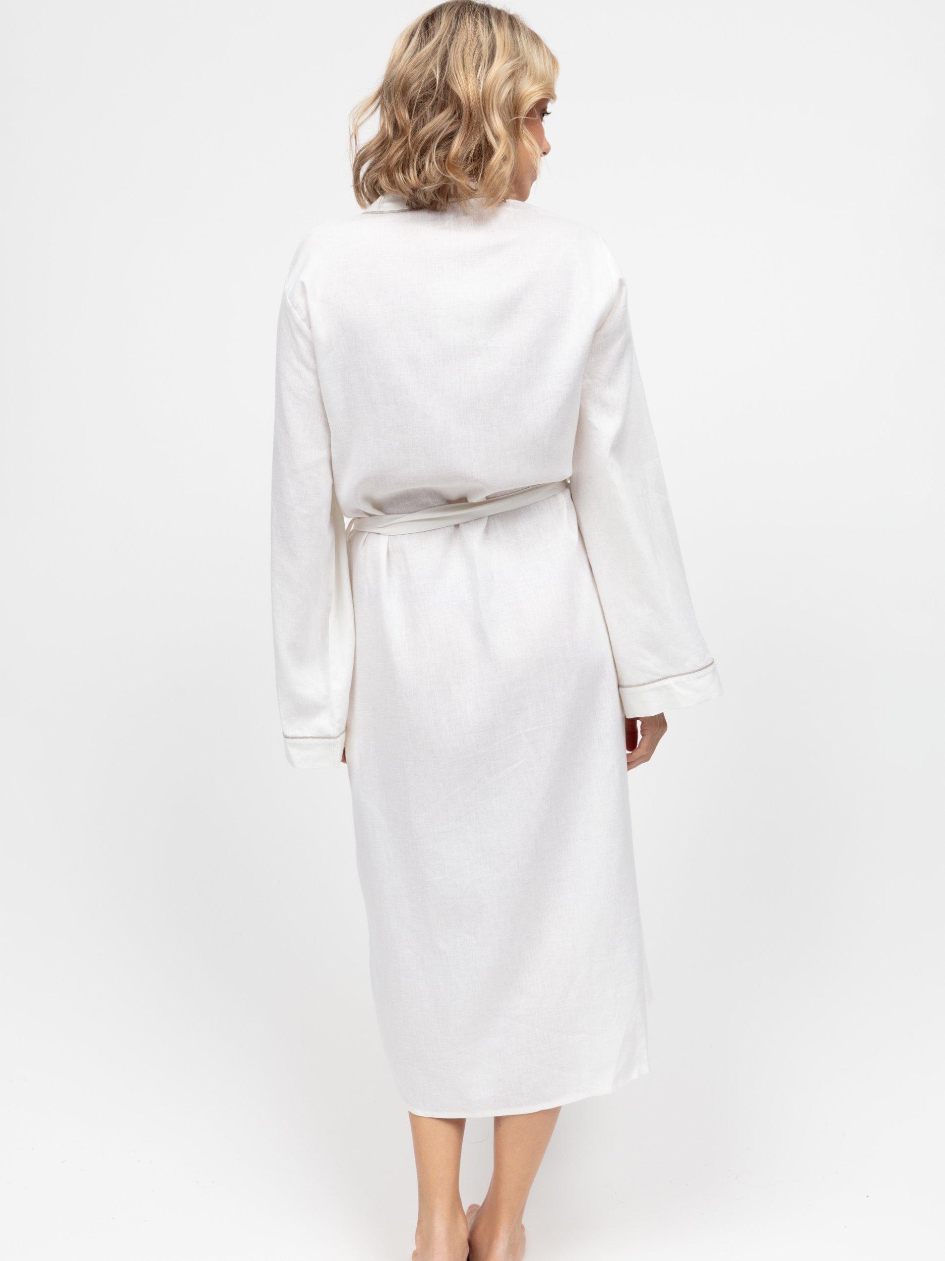 Product image 2 of 4, which shows Cyberjammies Linen Blend Long Dressing Gown, White, 8