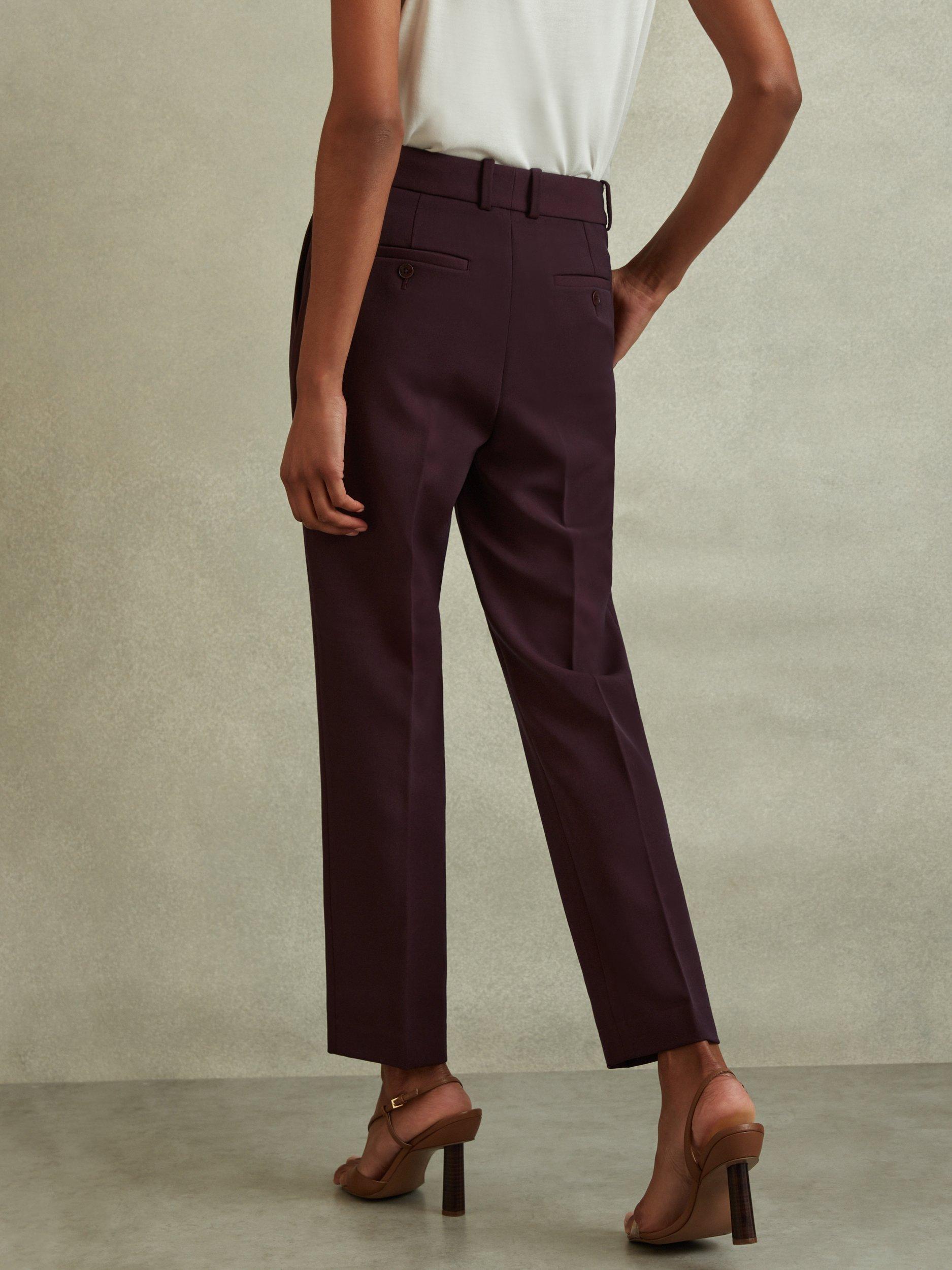Product image 1 of 5, which shows Reiss Petite Gabi Slim Fit Suit Trousers, Berry, 6Pt