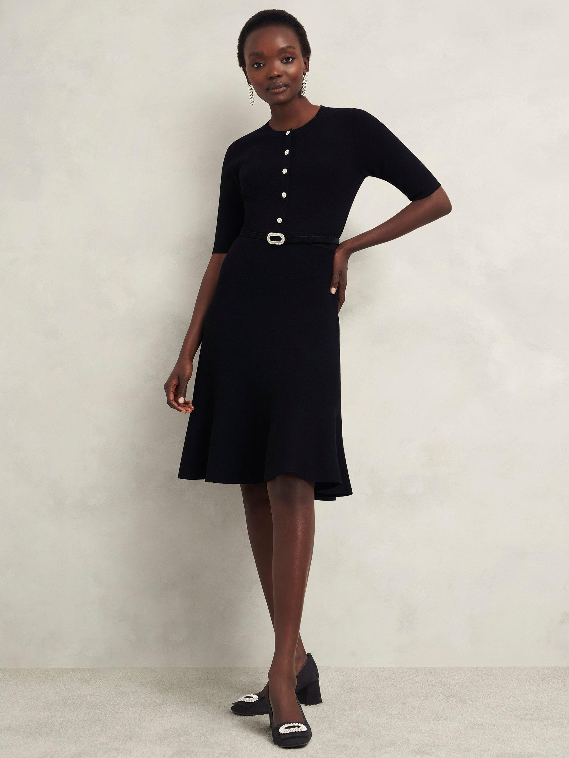 Product image 4 of 6, which shows Hobbs Lexia Suede Jewelled Court Shoes, Black, 3