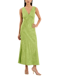 OMNES Iris Animal Jacquard Satin Maxi Dress, Sage