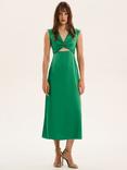 OMNES Marin Twist Front Satin Midi Dress, Emerald Green