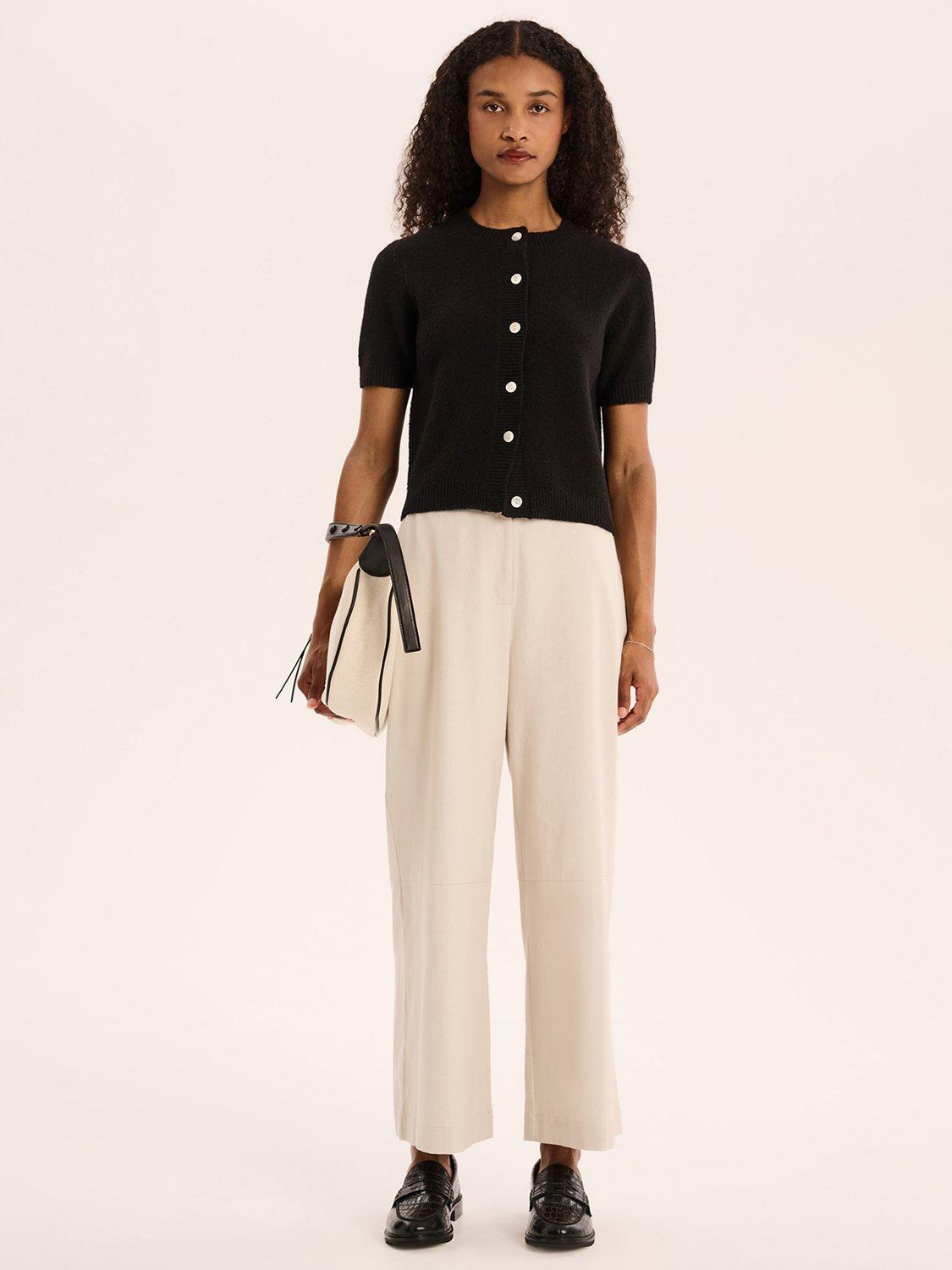 Product image 1 of 5, which shows OMNES Tasmin High Waist Straight Leg Trousers, Ecru, 4