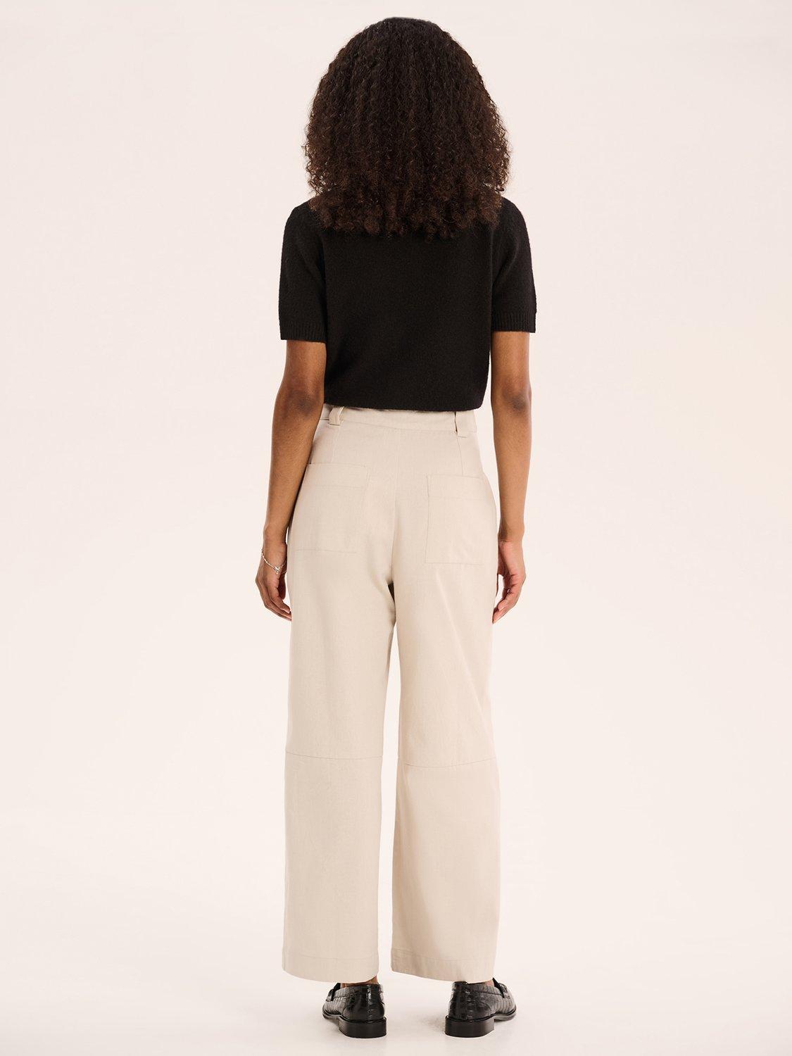 Product image 2 of 5, which shows OMNES Tasmin High Waist Straight Leg Trousers, Ecru, 4