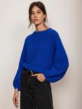 Mint Velvet Cotton Ribbed Jumper, Blue