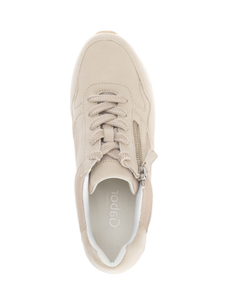 Gabor Peace Wide Fit Suede Trainers, Light Brown - view 2, Light Brown
