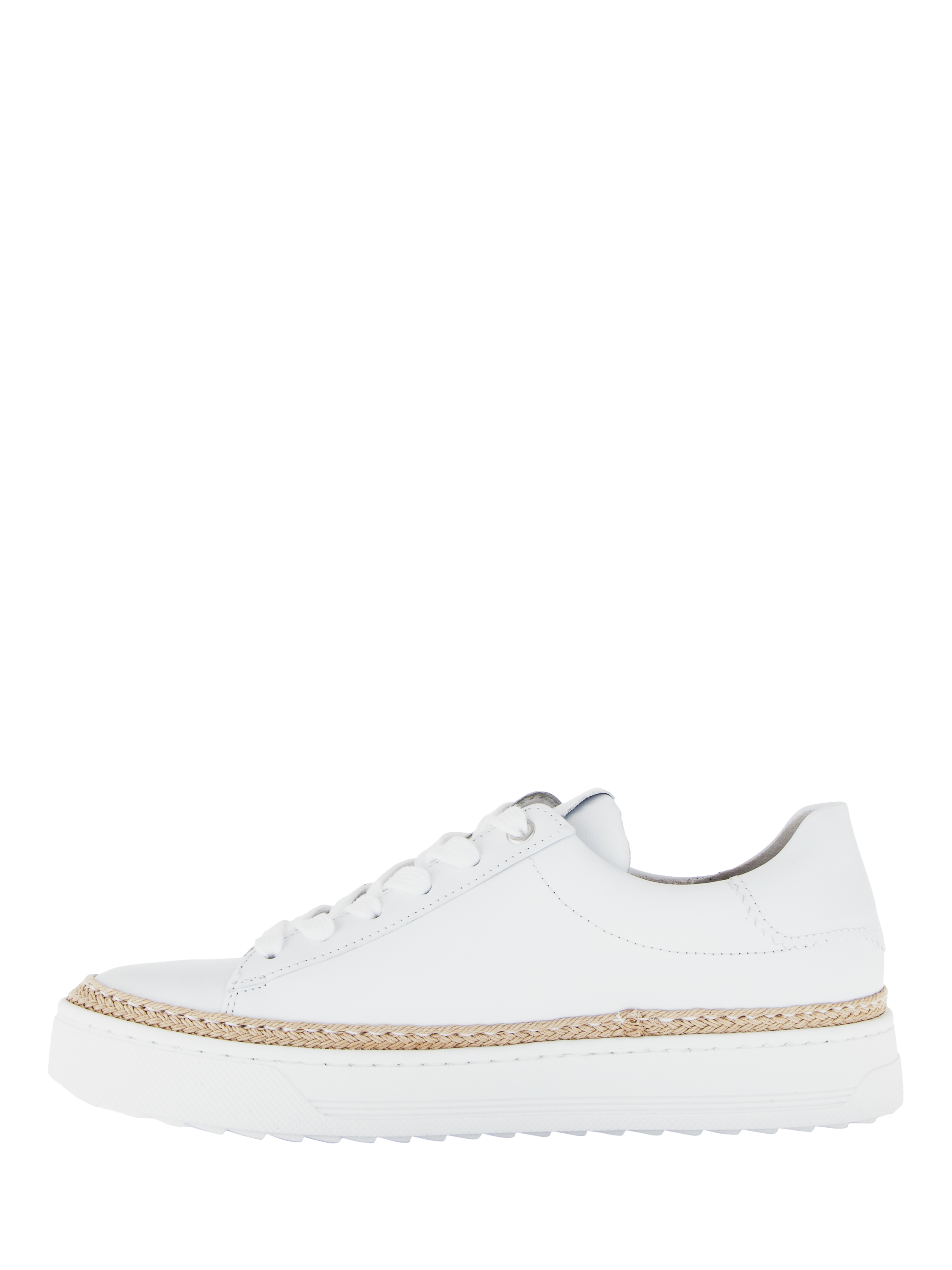 Product image 3 of 4, which shows Gabor Vanessa Wide Fit Leather Rope Sole Trainers, White, 3