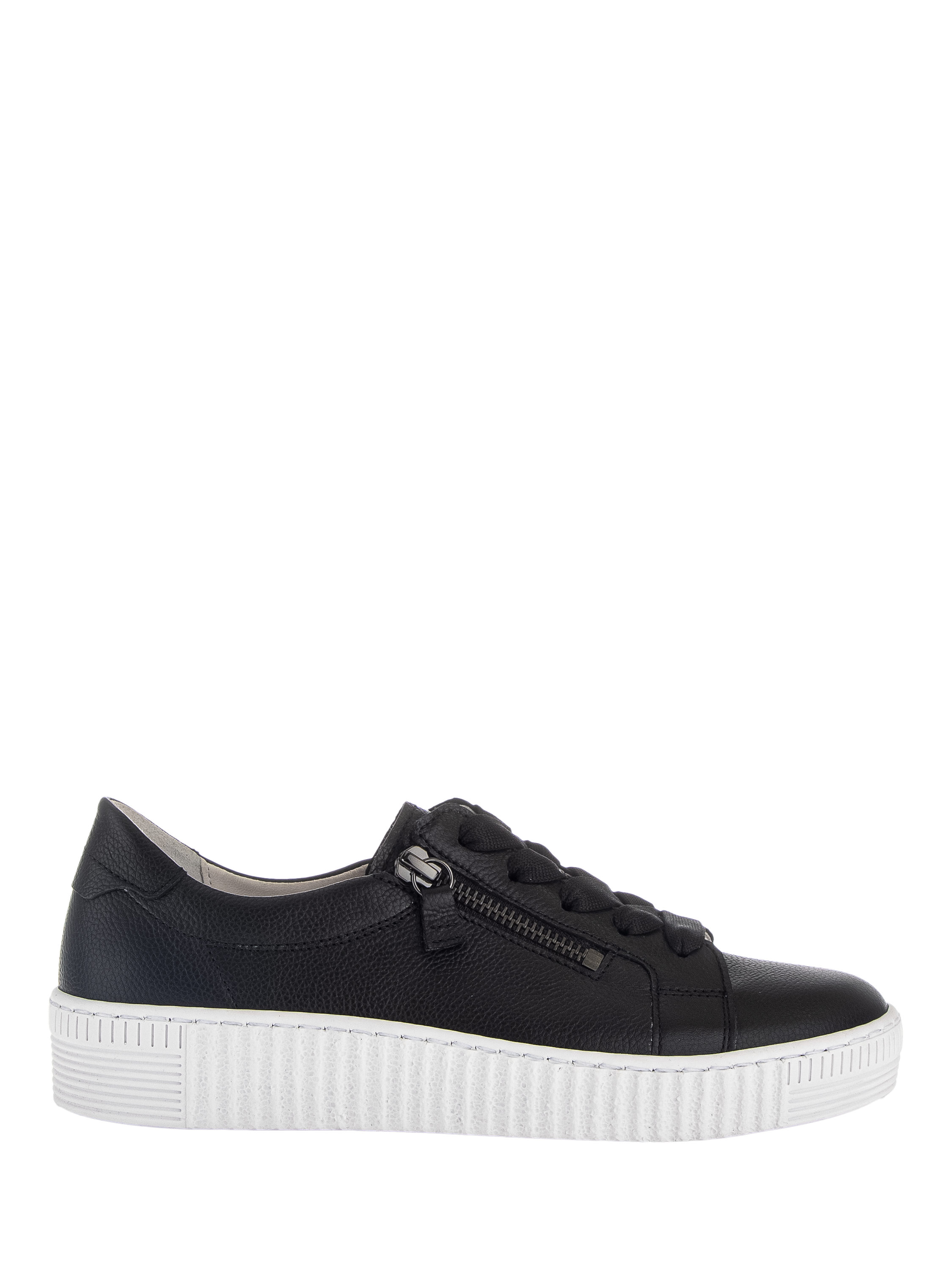 Product image 1 of 4, which shows Gabor Wisdom Leather Zip Detail Chunky Trainers, Black, 4