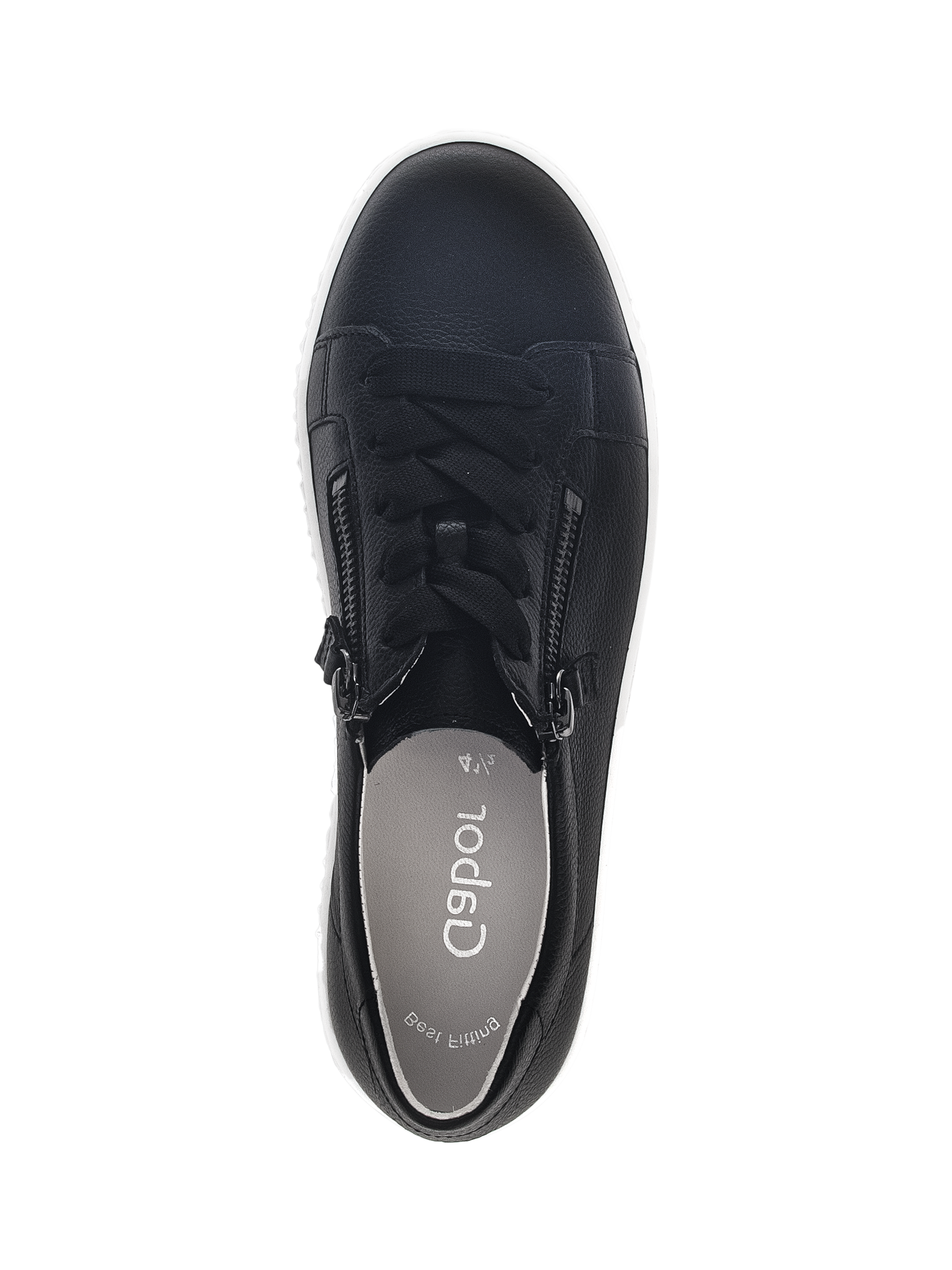 Product image 2 of 4, which shows Gabor Wisdom Leather Zip Detail Chunky Trainers, Black, 4