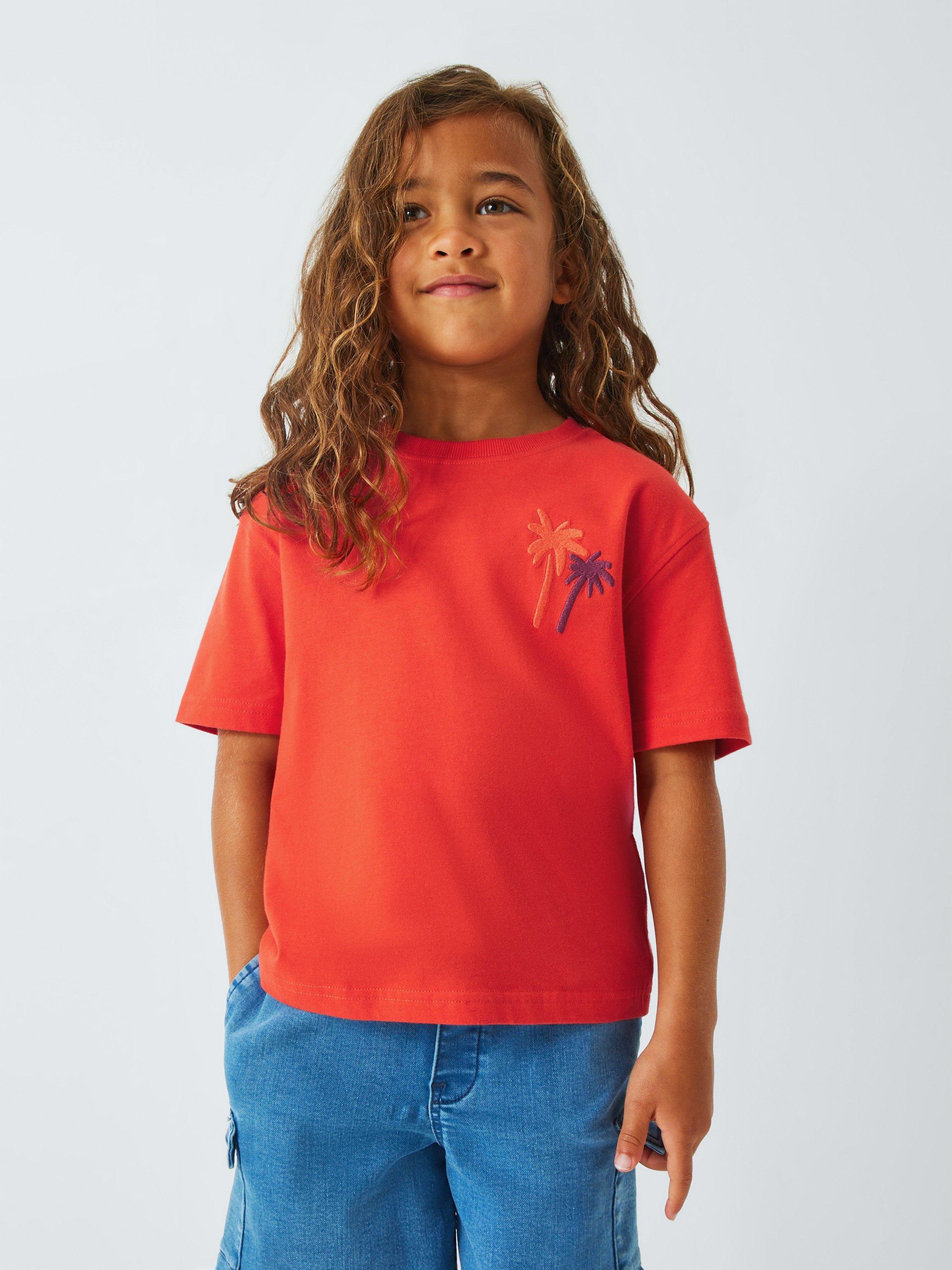 Product image 1 of 7, which shows John Lewis Kids' Adventure Graphic T-Shirt, Red, 2 years