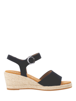 Gabor Monica Wide Fit Suede Wedge Heel Slingback Sandals, Dark Blue, Dark Blue