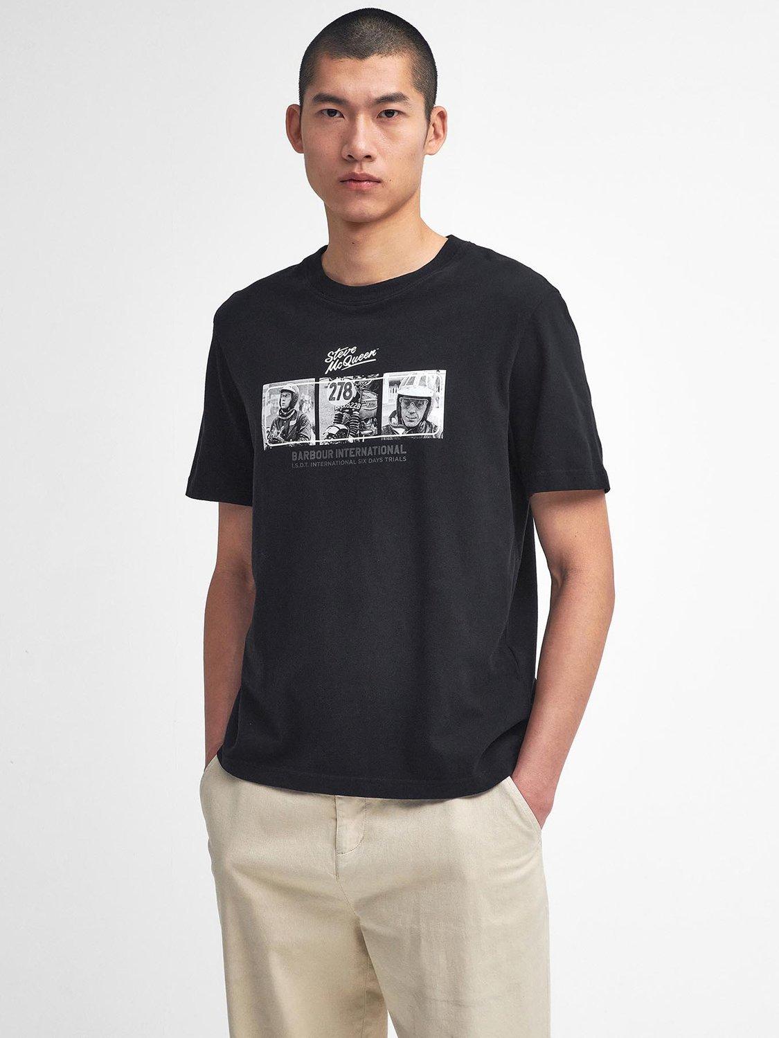 Barbour International Firebird Cotton Regular Fit Graphic T-Shirt, Black