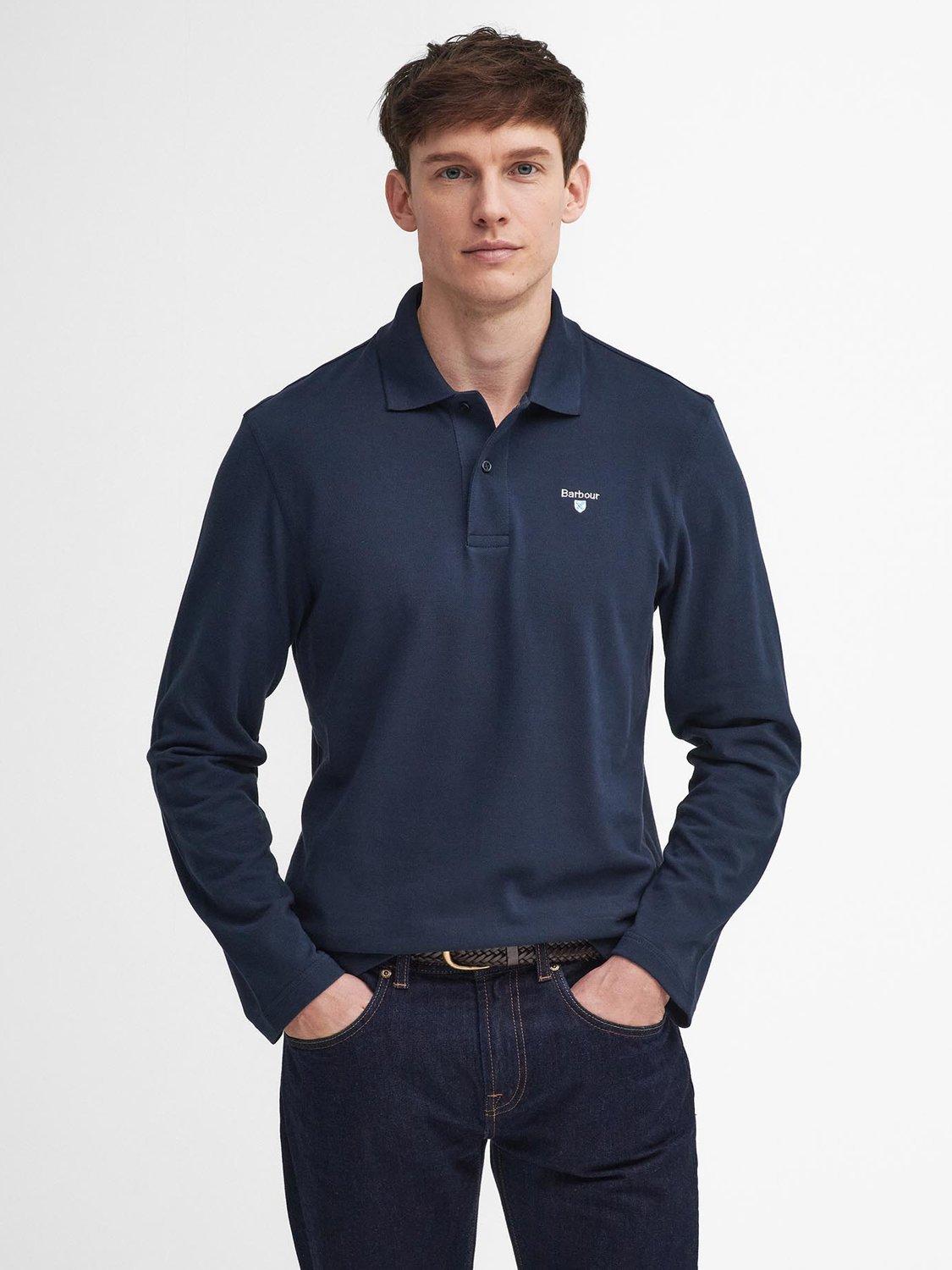 Barbour Original Sports Long Sleeve Polo Shirt, Navy