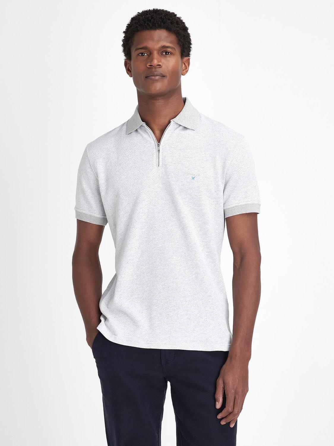 Barbour Wynch Cotton Zip Neck Polo Shirt, Grey