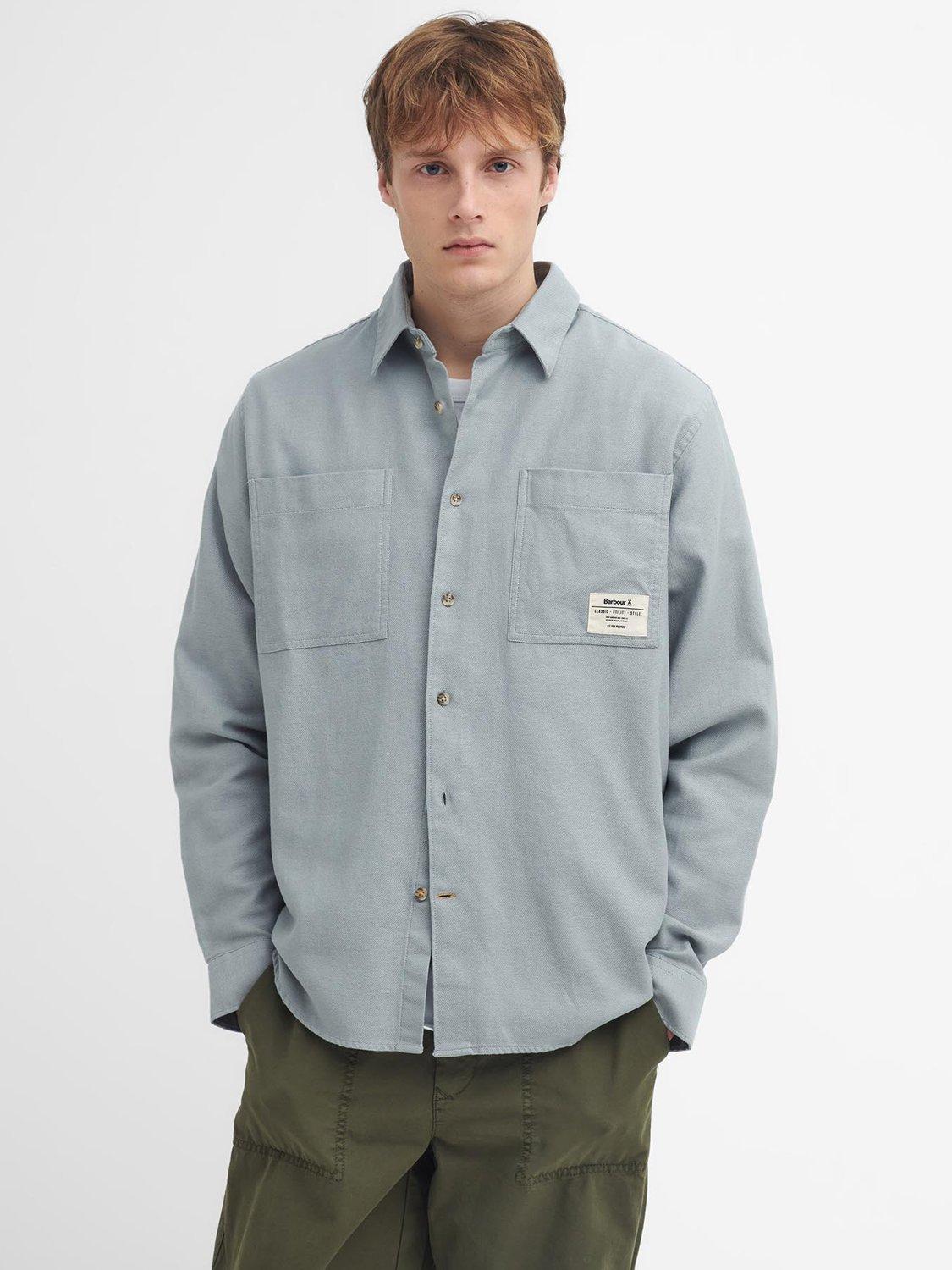 Barbour Anglo Cotton Overshirt, Mineral Blue