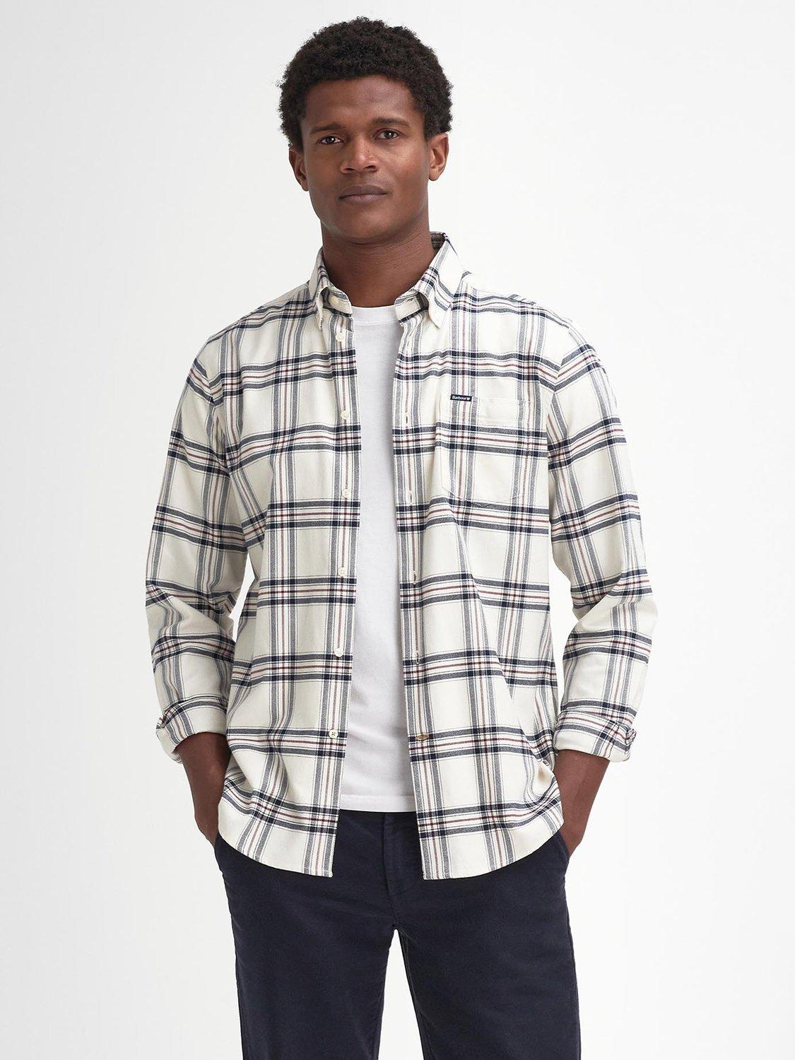 Barbour Bromley Tailored Fit Check Shirt, Whisper White