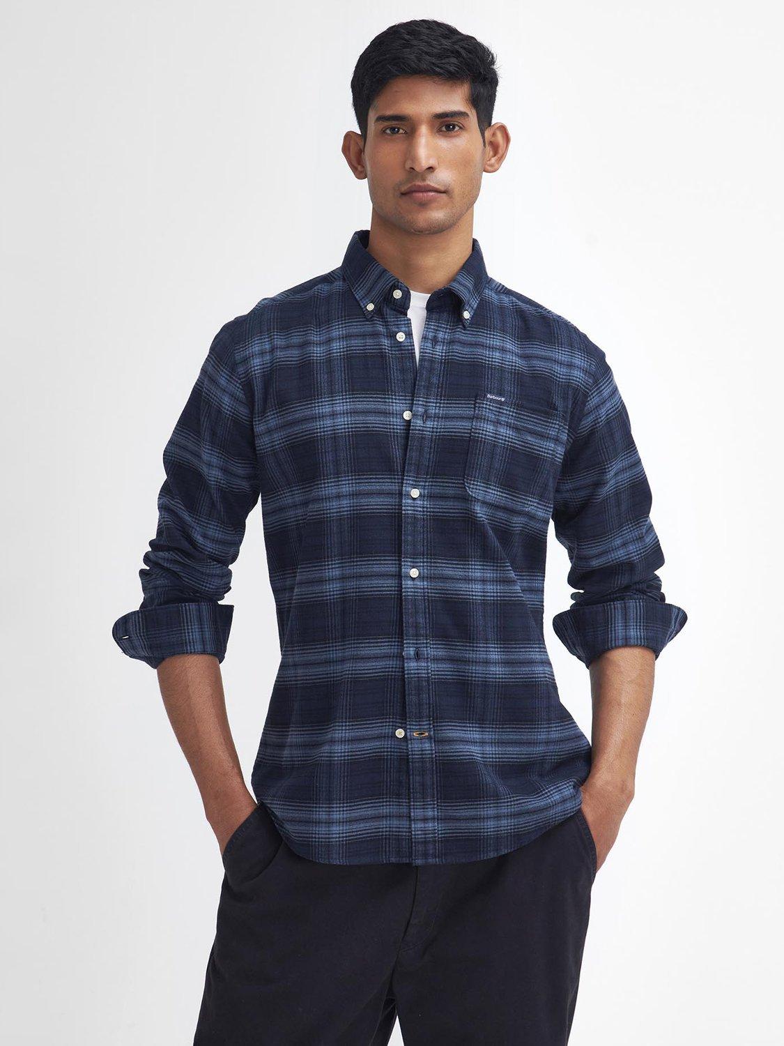 Barbour Forestfield Tailored Long Sleeved Shirt, Navy