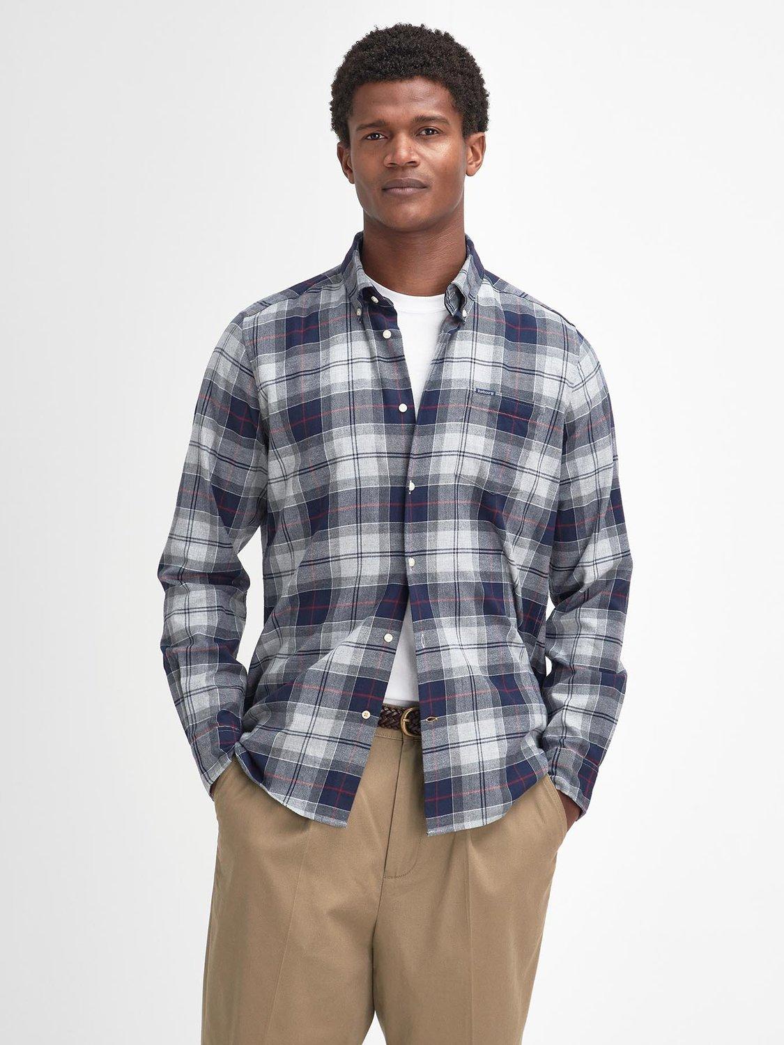 Barbour Fortrose Cotton Tailored Fit Check Shirt, Blue Granite