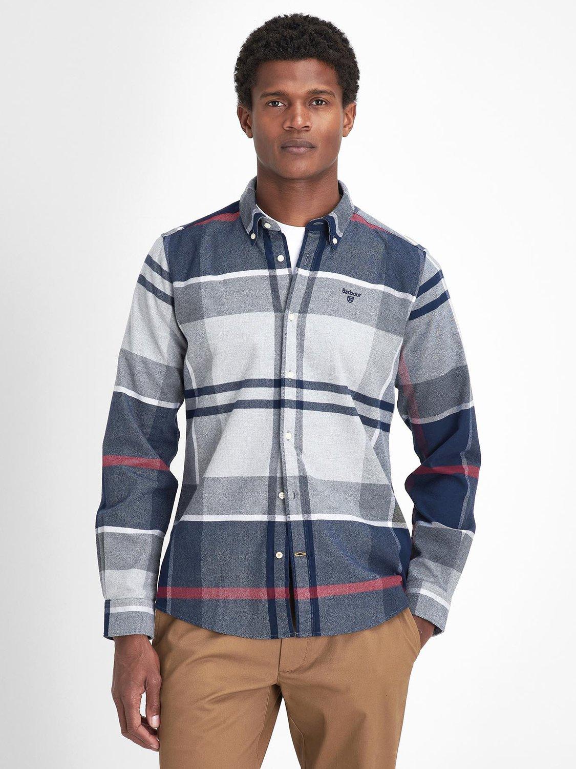 Barbour Iceloch Cotton Tailored Fit Shirt, Blue Granite